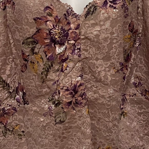 Torrid curves Unlined Lace Crop Bralette floral mauve plus size bra undergarment - Picture 10 of 10